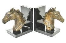 Boekensteun Set, Paardenhoofd Brons, Bronzen Paarden