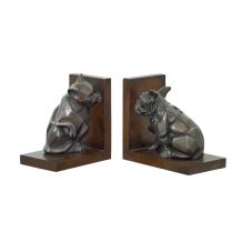 Buchstützen 'Katze und Hund', Bronze, exklusives Set