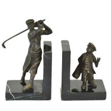 Boekensteunen set, golfers brons, bronzen boekensteun