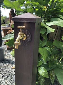 Wasserhahn stehend, Gartenbrunnen, Aluminium, braun