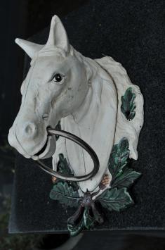 Gietijzeren paardenhoofd met ring - wit - rustieke decoratie