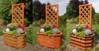 Plantenbak met pergola, hout, houten bloembak