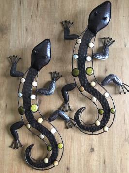 IJzeren muurdecoratie - set salamanders - kleurrijk