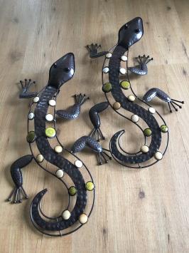 IJzeren muurdecoratie - set salamanders - kleurrijk