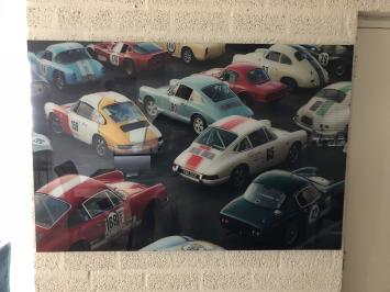 Wanddekoration Kunst auf Glas, Vollfarbe Oldtimer & Porsche