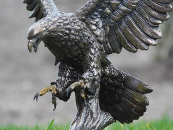 Imposant tuinbeeld adelaar, adelaar brons kleur, in detail