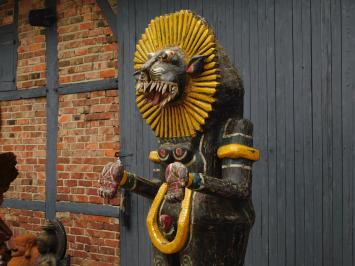 Historische Balinese tijger zwart XXL - handgemaakt van hout - authentiek