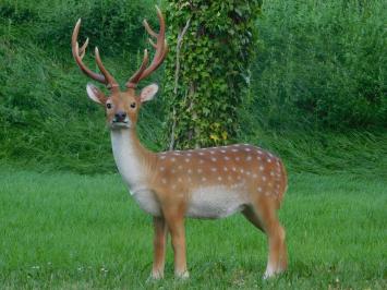 Tuinbeeld hert, groot, Sikahert beeld, kunststof tuindecoratie