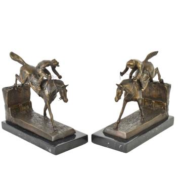 Set boekensteunen Jockey, Brons, Bronzen Paarden en Rijders