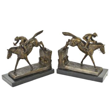 Set boekensteunen Jockey, Brons, Bronzen Paarden en Rijders