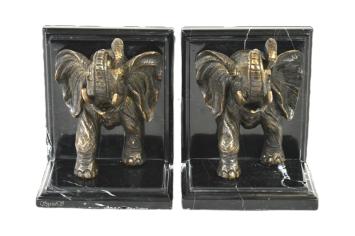 Set Boekensteunen Olifant, Brons, uniek, Bronzen olifant