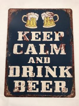 Bord bier, mancave decoratie, 'KEEP CALM AND DRINK BEER'