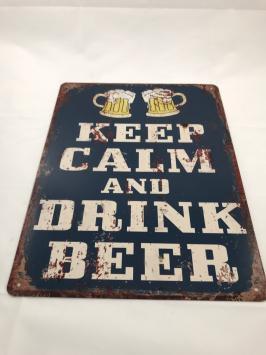 Bord bier, mancave decoratie, 'KEEP CALM AND DRINK BEER'