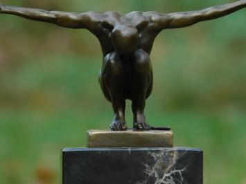 Bronzestatue, Olympischer Mann, mit Marmorsockel