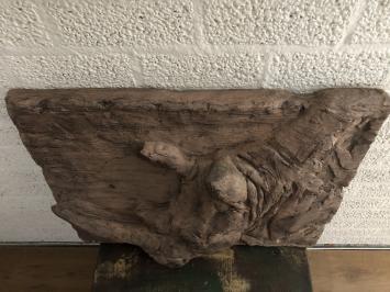 Wandornament woodlook, neushoorn, polystone-wood