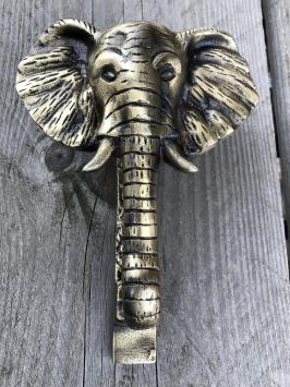 Deurklopper olifant, gepatineerd messing