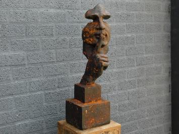 Exklusive Skulptur des 'Flüsterers', Polystein, Skulptur als Dekoration