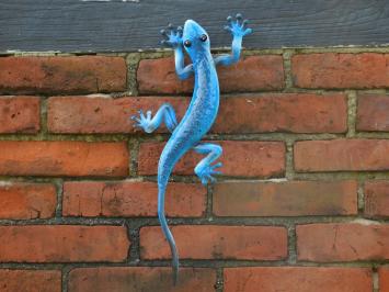 Gekko in kleur - handgeschilderd - metaal - muurdecoratie