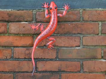 Gekko in kleur - handgeschilderd - metaal - muurdecoratie