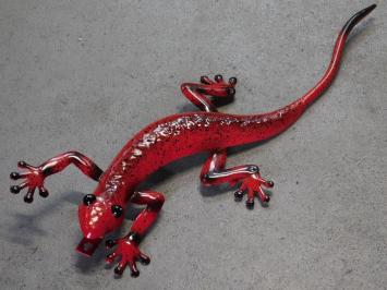 Metalen muurdecoratie - set van 4 gekko's - kleurrijk