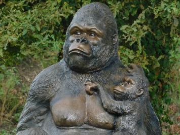 Exclusief beeld Gorilla met babygorilla - XXL - polystone - gedetailleerd