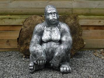 Gorilla XL - zilvergrijs - volledig uit polystone