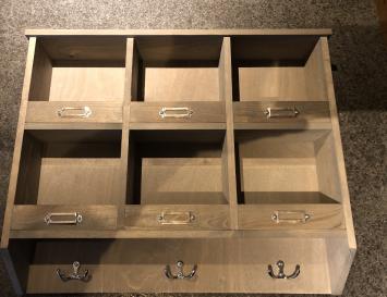 Wand organizer, hout, kapstok, organiseren, opslag, kruidenrek