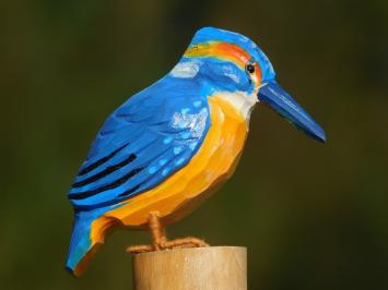 Handgemaakte IJsvogel, vol in Kleur, Hout