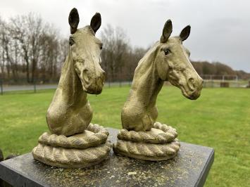 2 paardenbeelden als boekensteun, massief ijzer