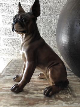 Franse bulldog model, craftwood-bruin zittend