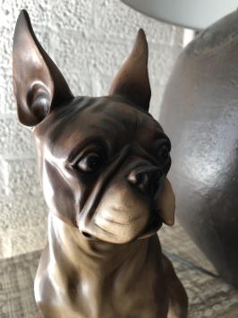 Franse bulldog model, craftwood-bruin zittend