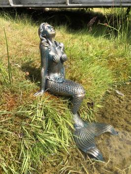 Schöne Meerjungfrau, Gusseisen, Bronze-Messing Statue