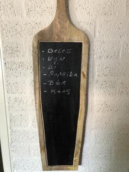 Houten wandplank, krijtbord, attentiebord / boodschappenbord