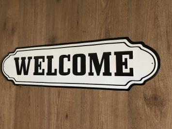 Wandschild, Namensschild XL, mit Text: WELCOME im alten Look