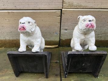 Boekensteunenset gietijzer met bull terriër honden gelakt