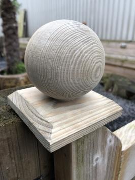 Paalkap - Hout - Met bol - 10 x 10