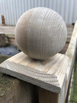 Paalkap - Hout - Met bol - 10 x 10