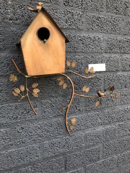 Prachtig koper-metalen wand vogelhuis