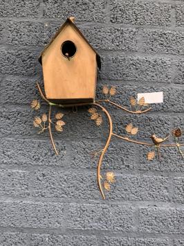 Prachtig koper-metalen wand vogelhuis