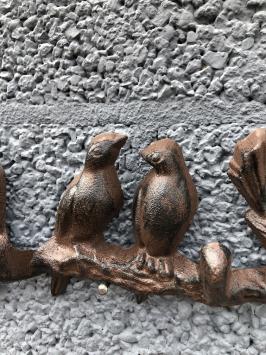 Prachtige tak met vogels, gietijzer met 5 kapstokhaken