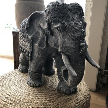 Olifant India, decoratie, cultuur, Azië, vintage, traditioneel, polystone grijs