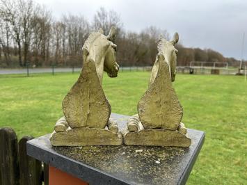 2 paardenbeelden als boekensteun, massief ijzer