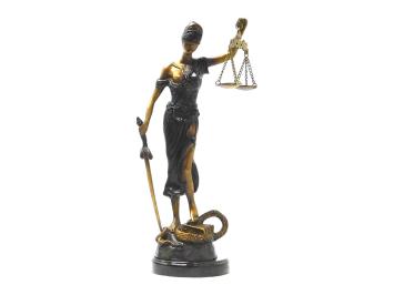 Bronzen justitia, bijzonder in kleur, Lady Justice brons