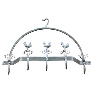 Wandhanger met haanmotief en 5 haken