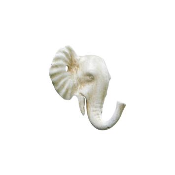 Wandhaak olifant - gietijzer - old white