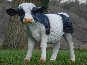 Gartenskulptur Kuh, Skulptur einer Kuh, Polystone, schwarz und weiß