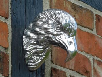 Wandornament - kop van adelaar - aluminium - zilver