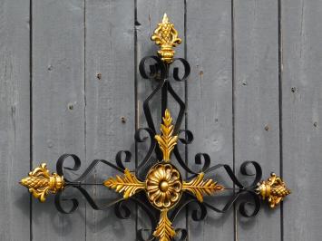 Metalen kruis - zwart/goud - groot - muurdecoratie