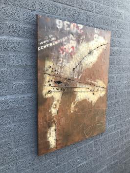 Metalen schilderij, bijzonder en uniek kunstwerk, industriele look!