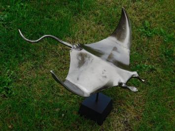 Sculptuur Manta Ray Rog - Alu - op Zwarte Alu Voet